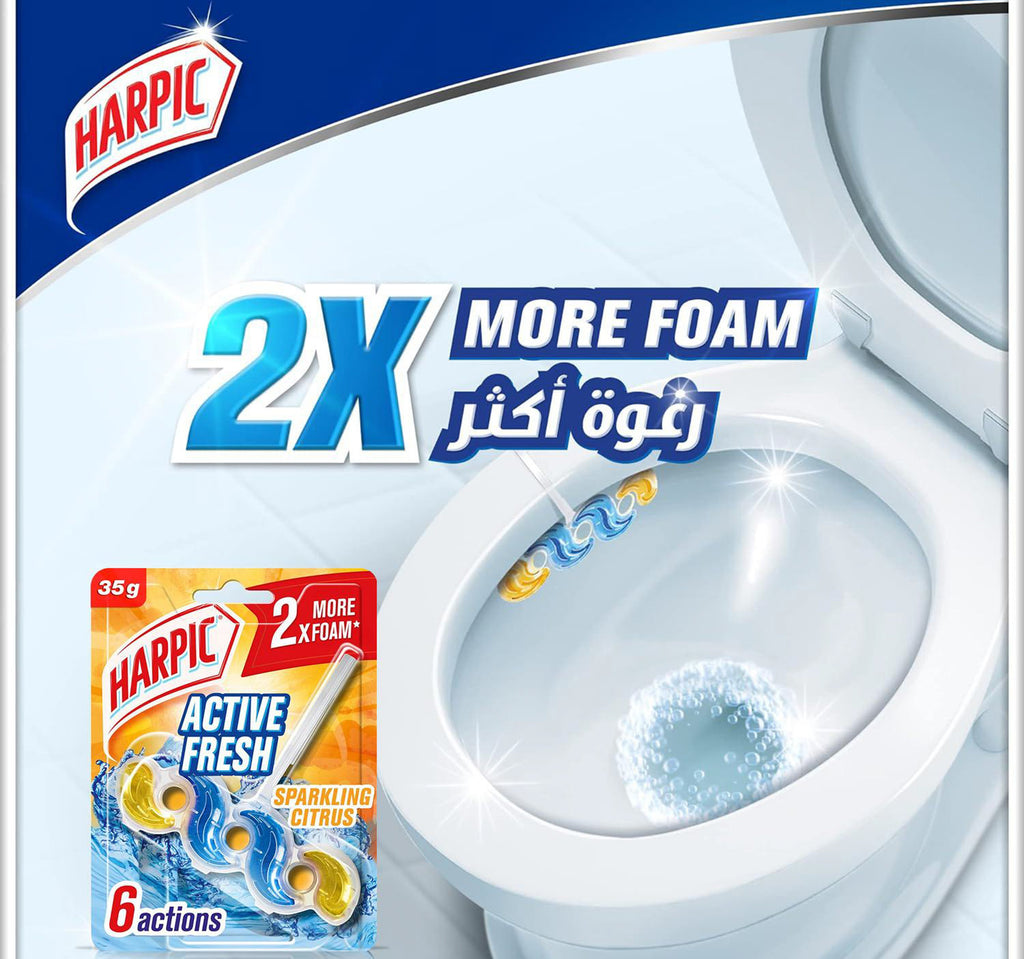 Harpic Active Fresh Toilet Rim Block Sparkling Citrus Scent 2 x 35 g