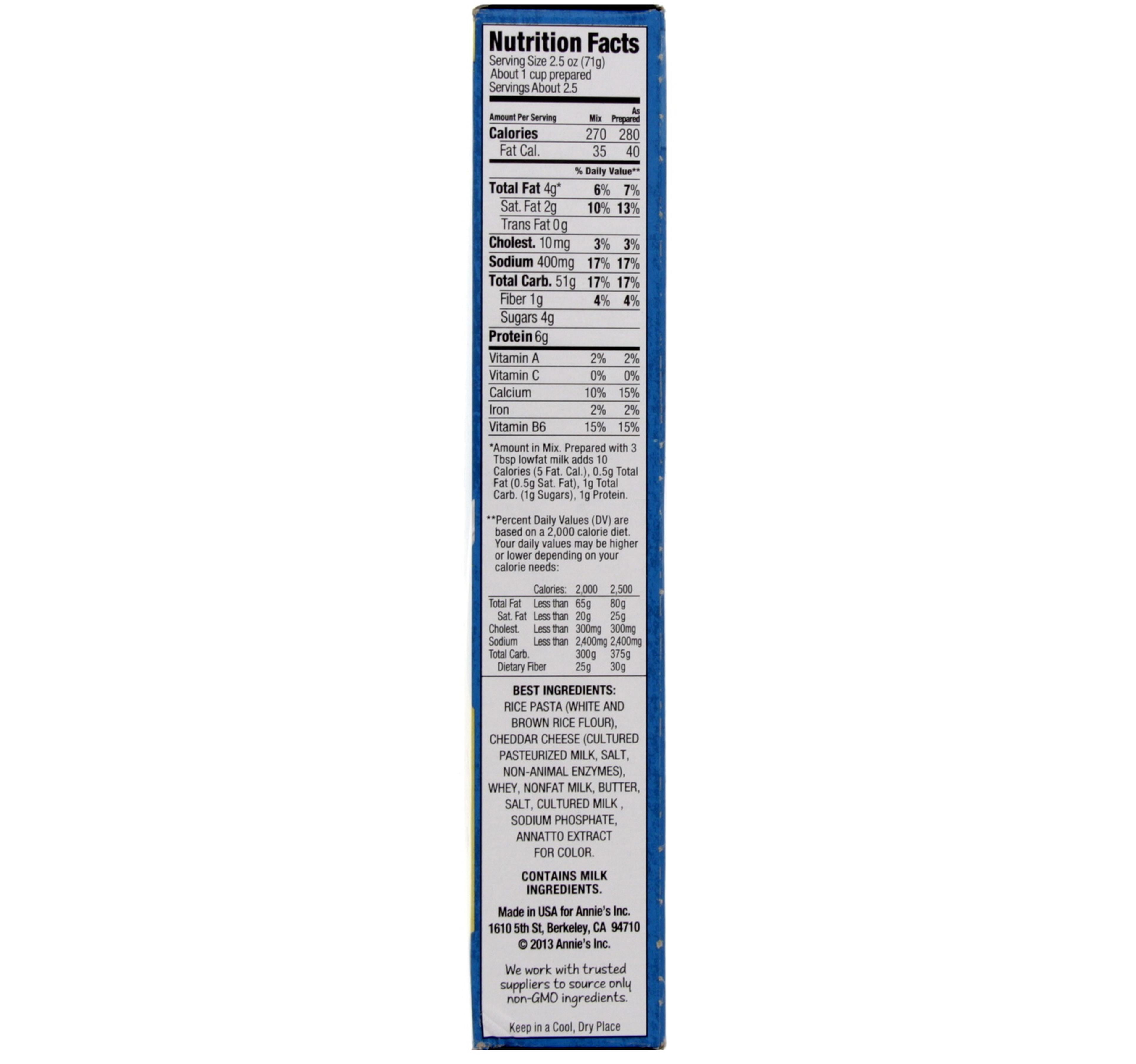 Annie's Naturals Rice Pasta And Cheddar 170 g