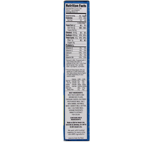 Annie's Naturals Rice Pasta And Cheddar 170 g