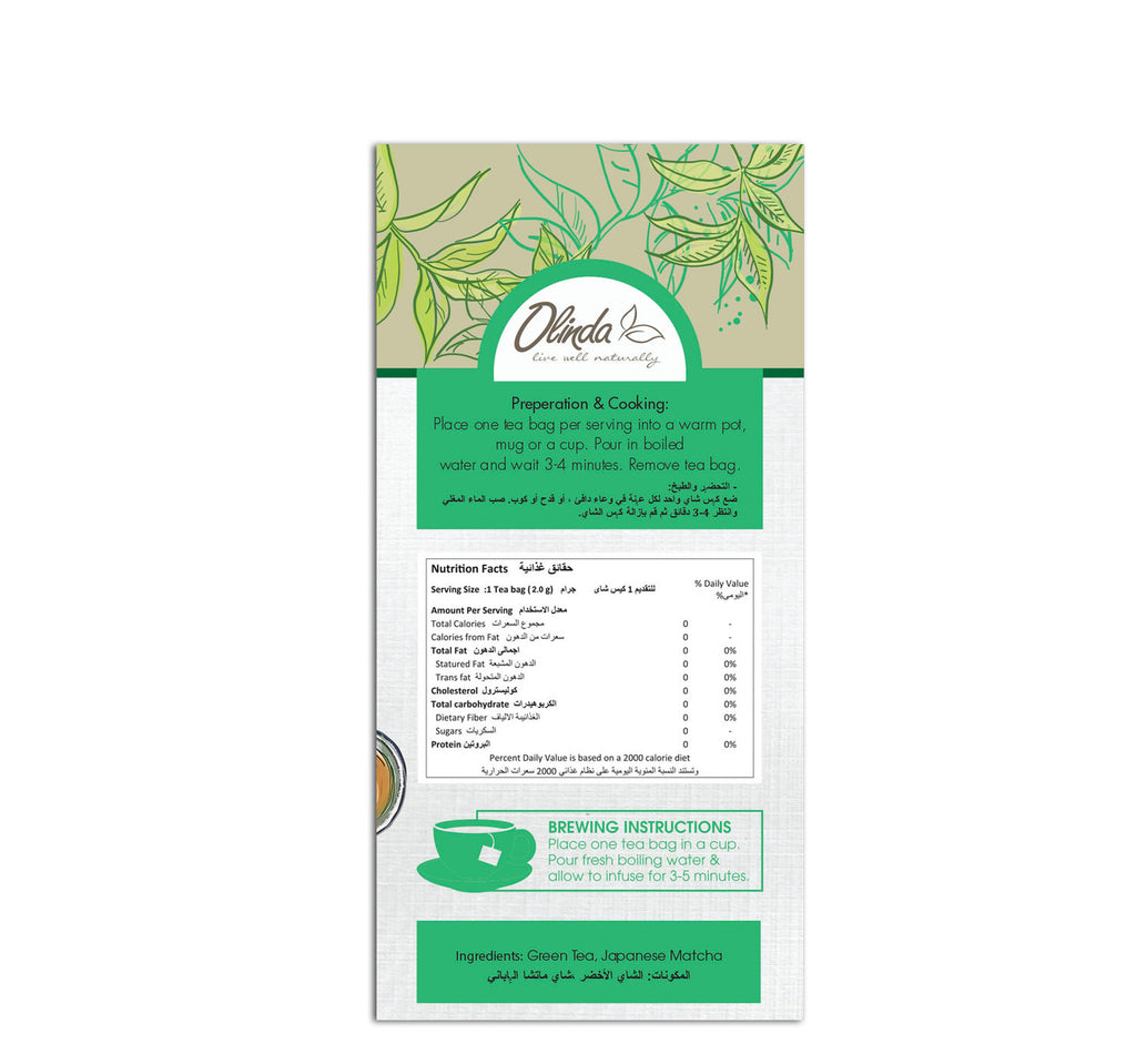 Olinda Matcha Green Tea Infusion Tea 25 pcs