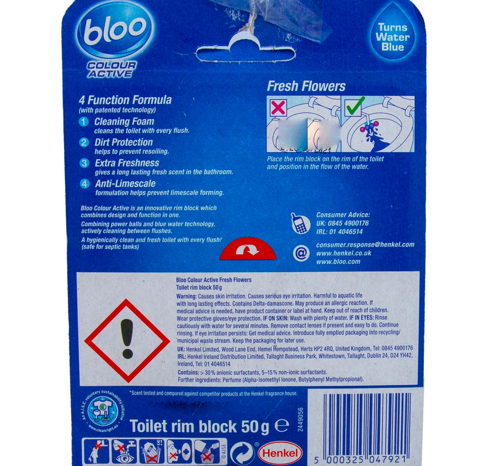 Bloo Colour Active Fresh Flowers Toilet Rim Block 50 g