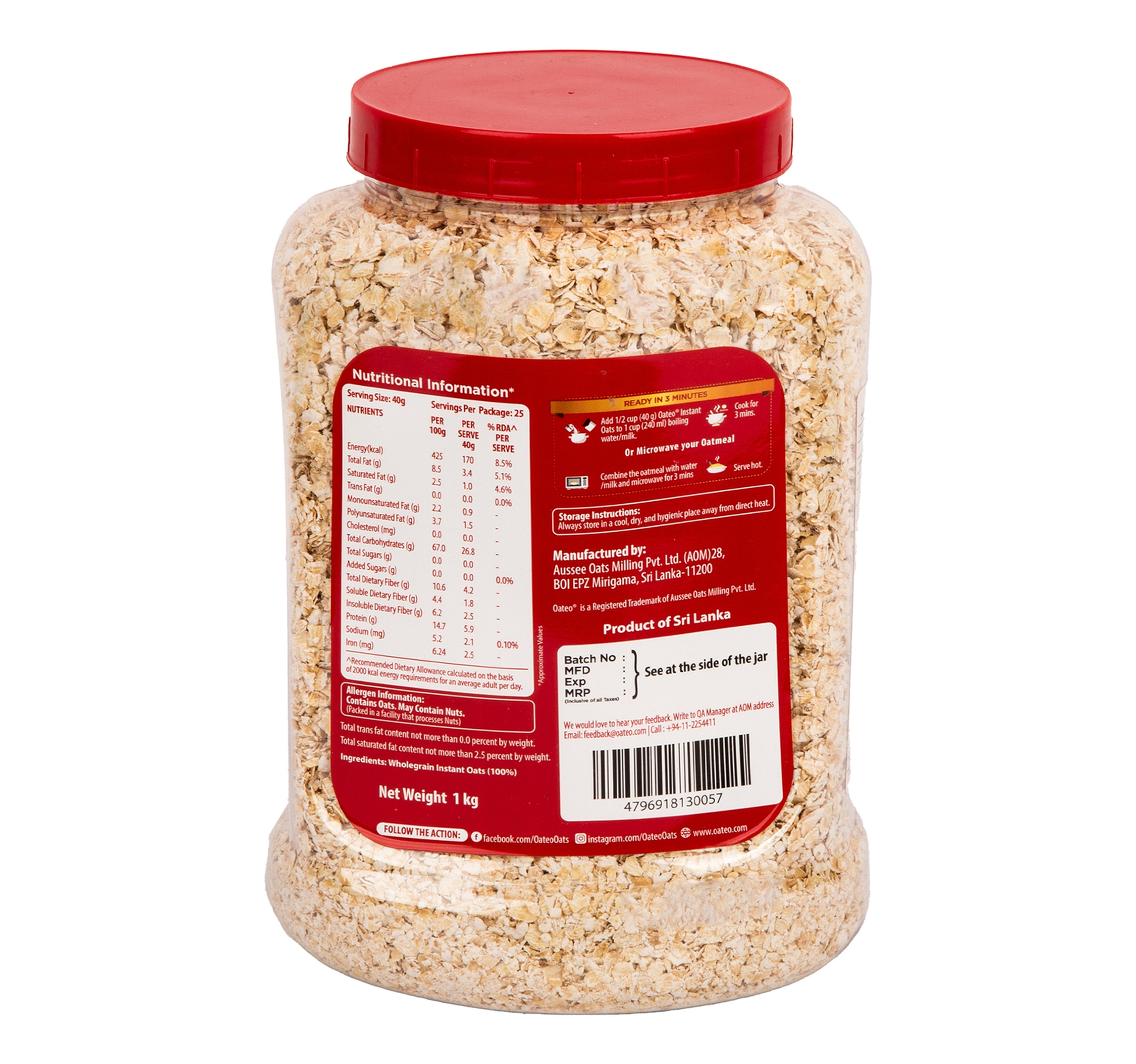 Oateo Instant Oats 1 kg