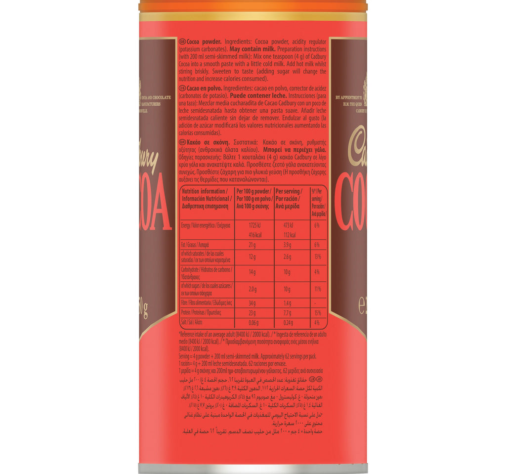 Cadbury Original Chocolate Cocoa Powder 250 g