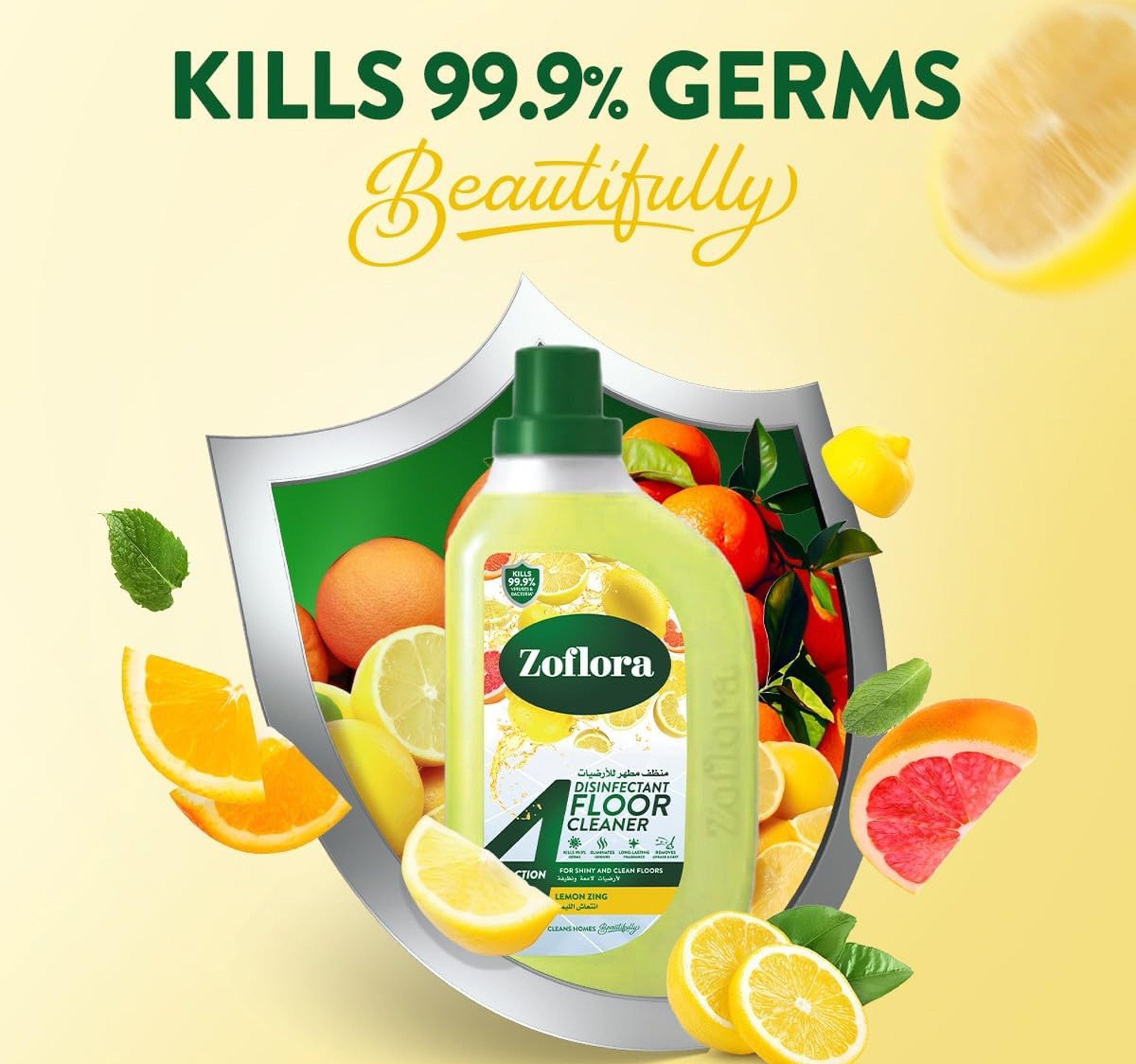 Zoflora Lemon Zing 4in1 Disinfectant Floor Cleaner 900 ml