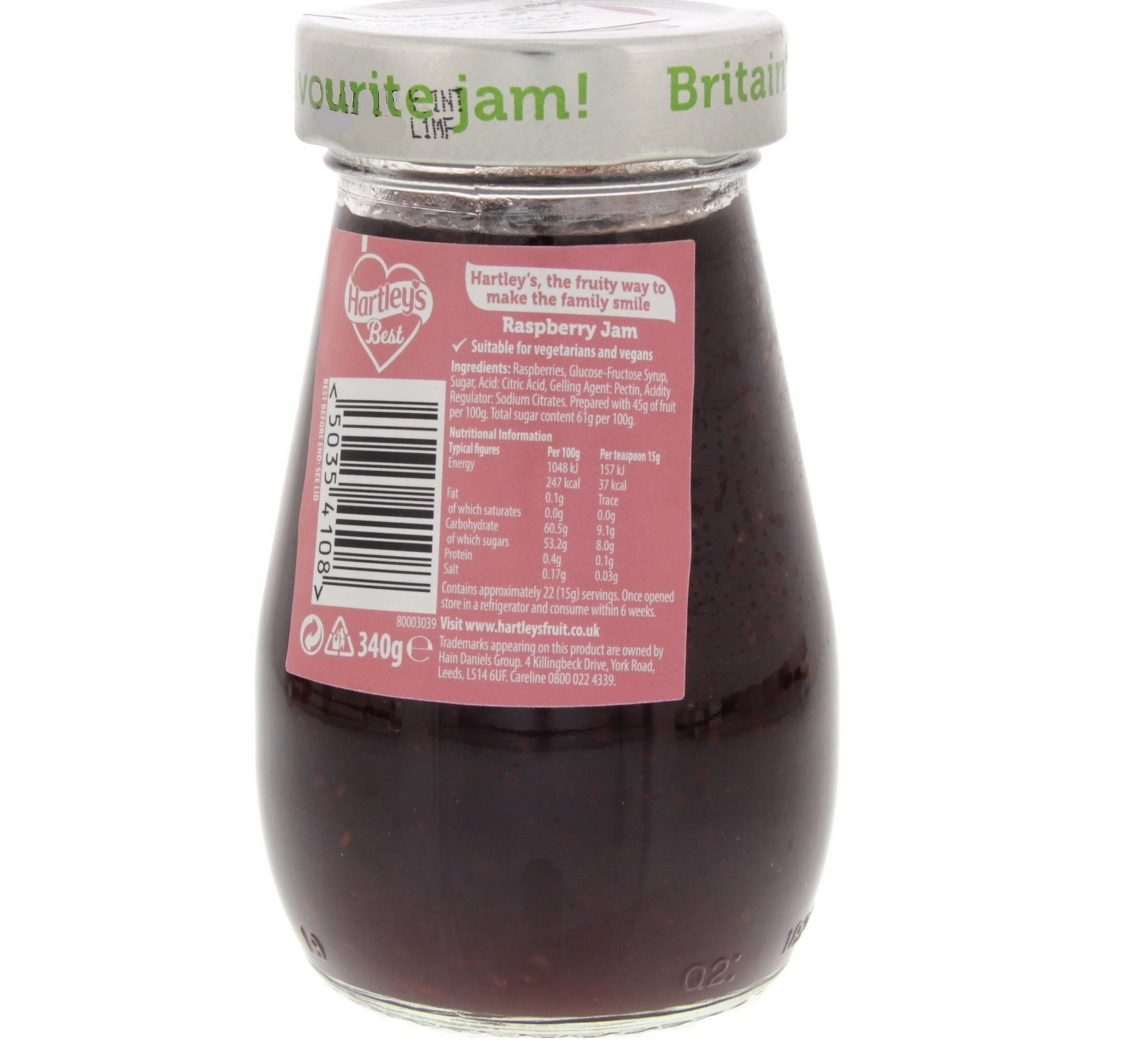 Hartley's Best Raspberry Jam 340 g