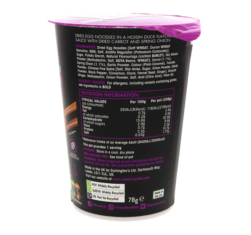 Naked Egg Noodles Cantonese Hoisin Duck Flavour 78 g
