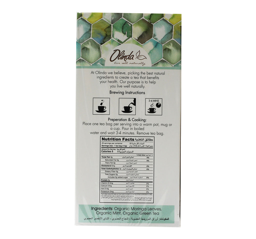 Olinda Organic Moringa Tea With Mint 25 Teabags