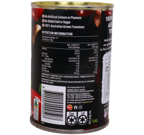 Ardmona Rich & Thick Basil & Garlic Diced Tomatoes with Paste 410 g