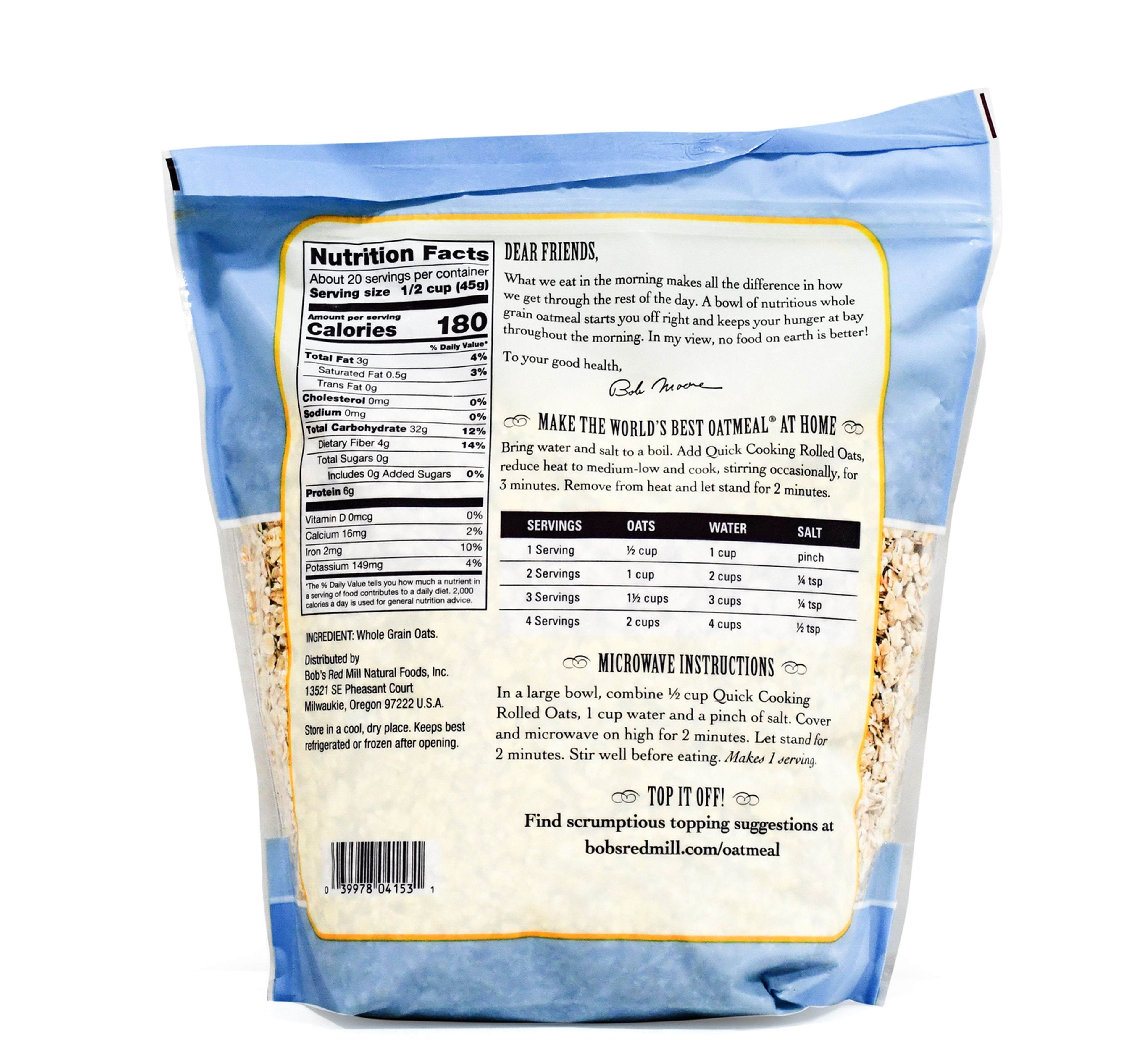 Bob's Red Mill Quick Cooking Whole Grain Rolled Oats 907 g