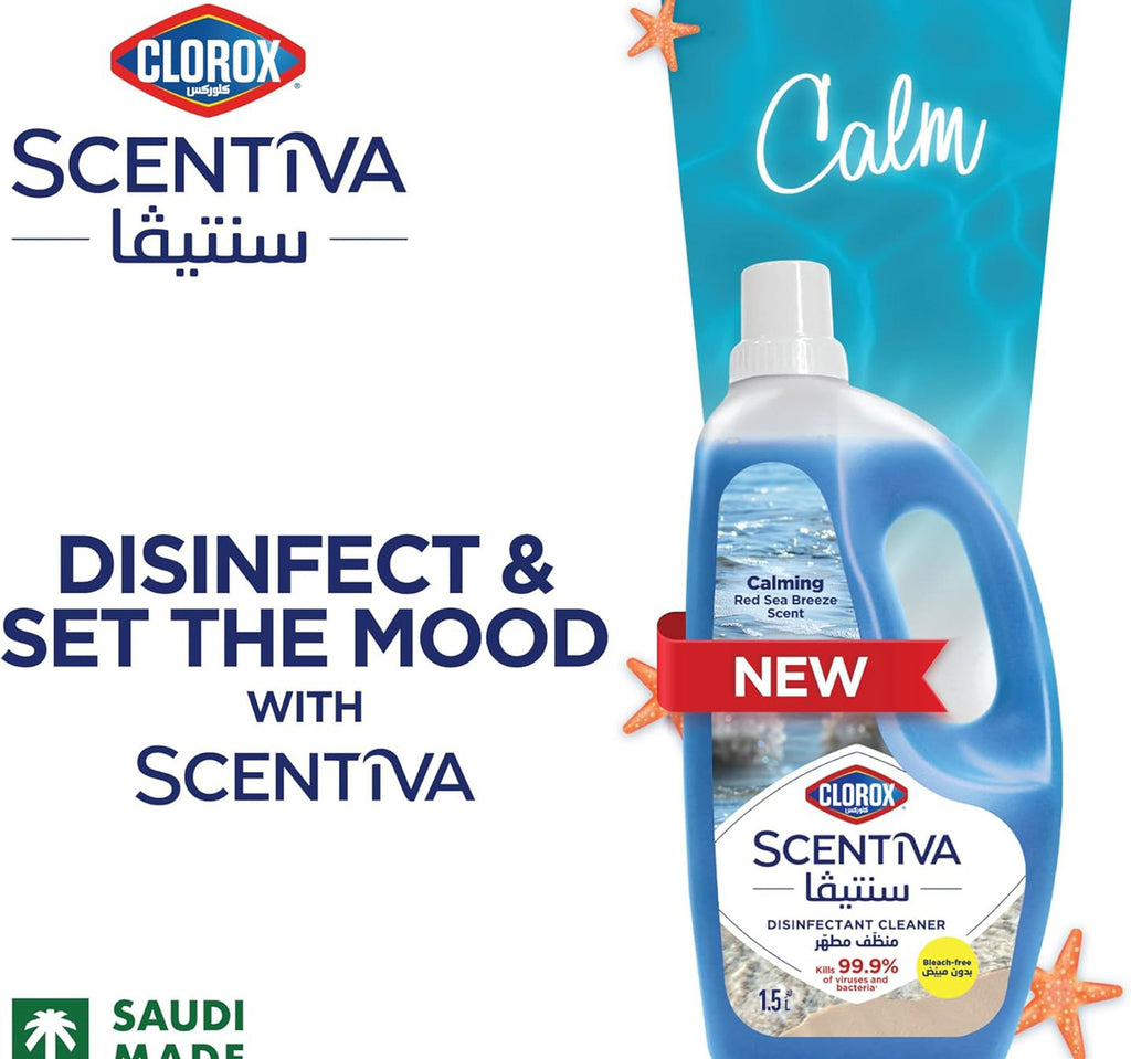 Clorox Scentiva Calming Red Sea Breeze Scent Disinfectant Cleaner Bleach Free 1.5 Litres